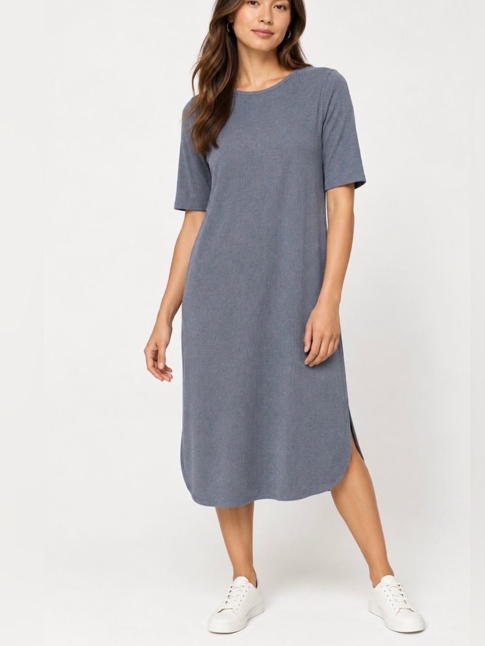 Eileen Fisher $315 Rib Crew Neck Dress